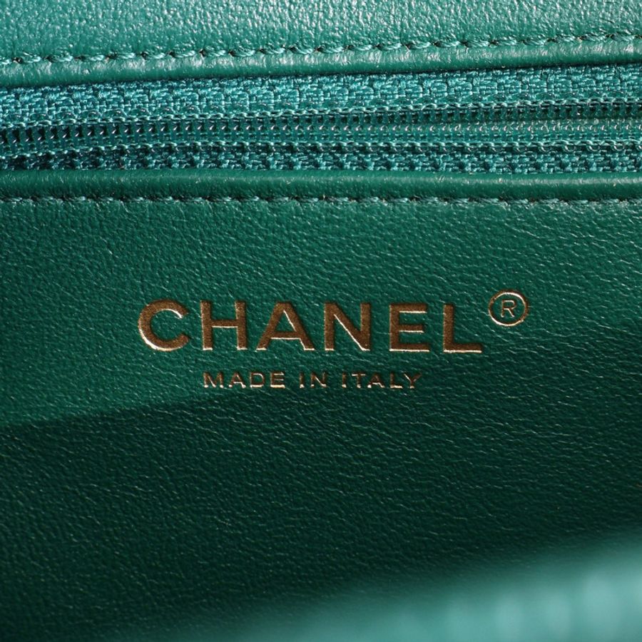 CHANEL 香奈兒 Business Affinity 兩用包 綠色 荔枝紋 牛皮 金扣 A93608-4