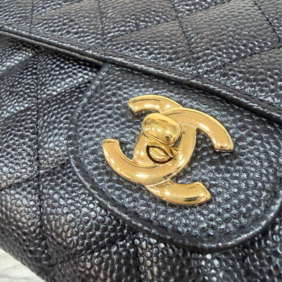 CHANEL A01112 黑羊皮金扣CF 25|肩背包 斜背包 斜挎包 側背包-18