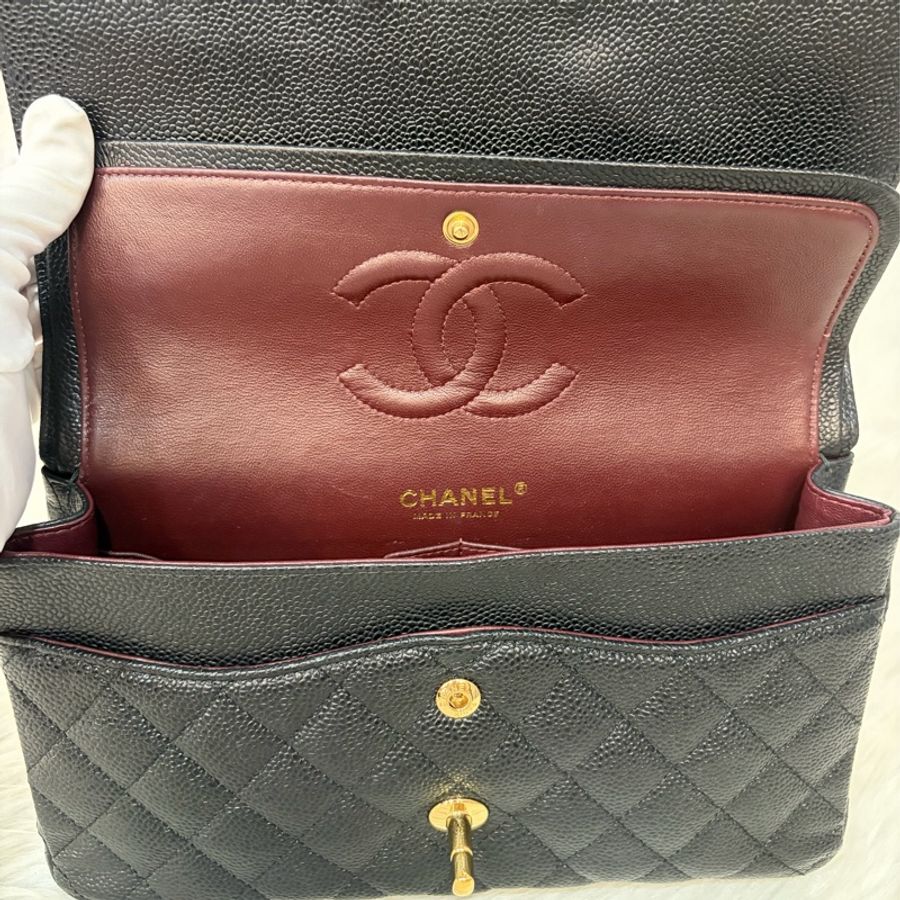 CHANEL A01112 黑羊皮金扣CF 25|肩背包 斜背包 斜挎包 側背包-38