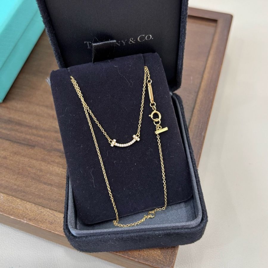 Tiffany 帝芙尼 滿鑽mini笑臉項鍊,18k黃金-1