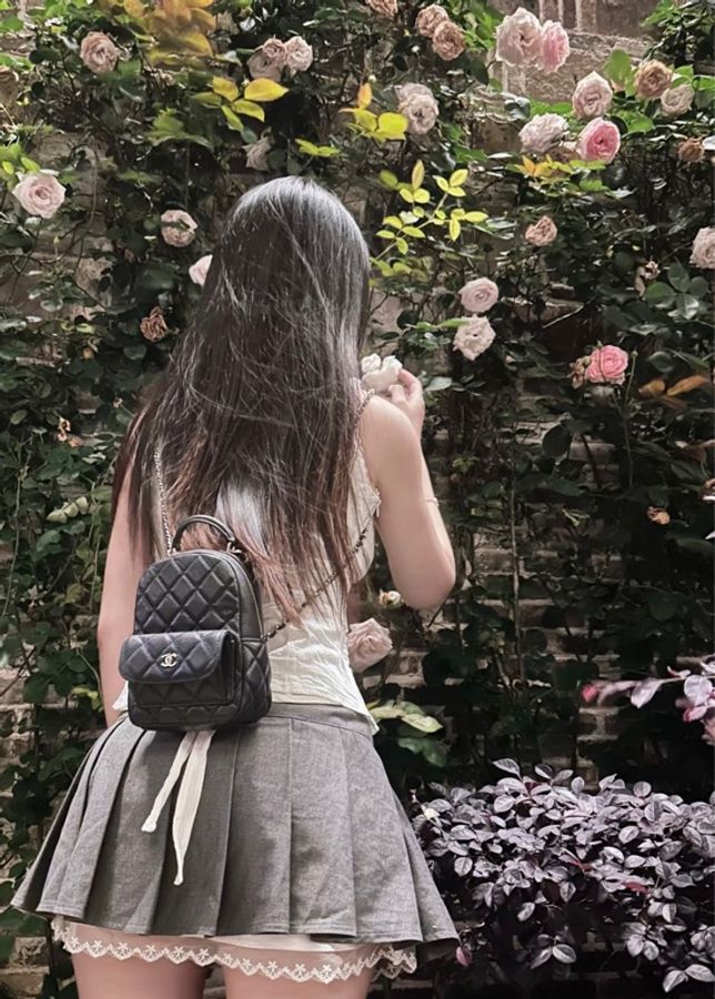 CHANEL✨經典荔枝紋鏈條MINI小書包後背包雙肩包 購證 芯片款 可斜背可後背-1