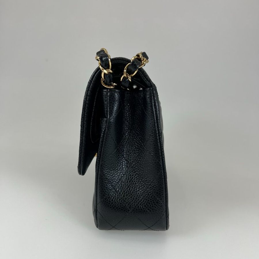 CHANEL CF25 黑荔枝皮金釦 A01112/21開-3