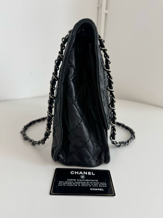 chanel 黑銀牛皮機場鏈條包-3