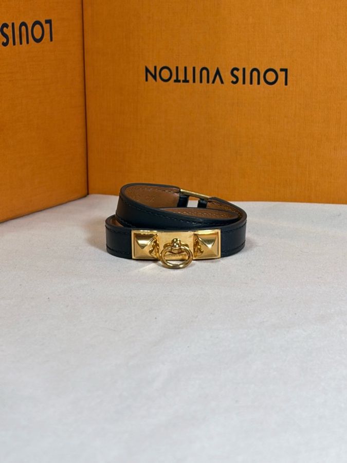 ‼️驚喜秒殺 小手圍必買 Hermes 愛馬仕 黑金 Kelly 雙圈手環 xs號-0