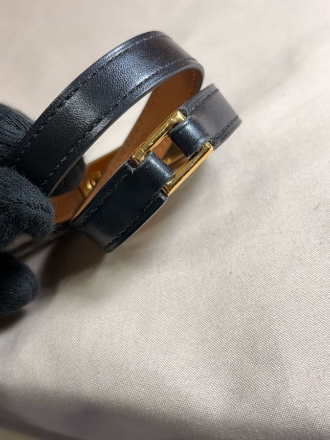 ‼️驚喜秒殺 小手圍必買 Hermes 愛馬仕 黑金 Kelly 雙圈手環 xs號-8