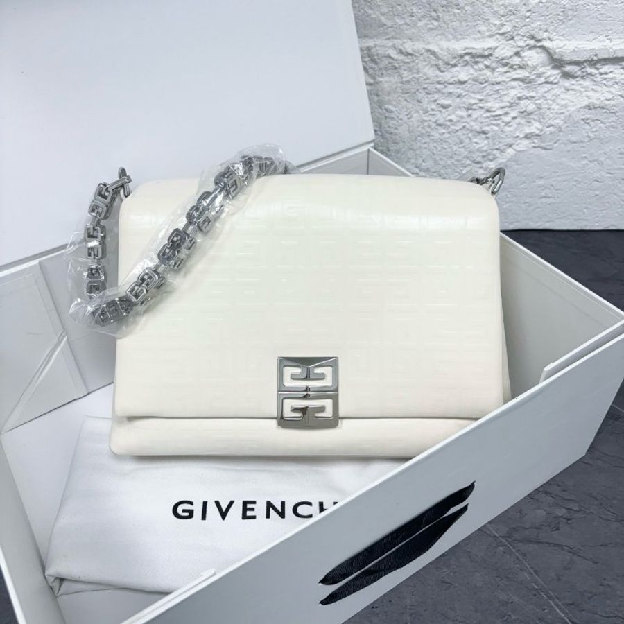 Givenchy 4g logo 鏈條肩背包 白色中號 26×16×6cm 99新配件塵袋-2