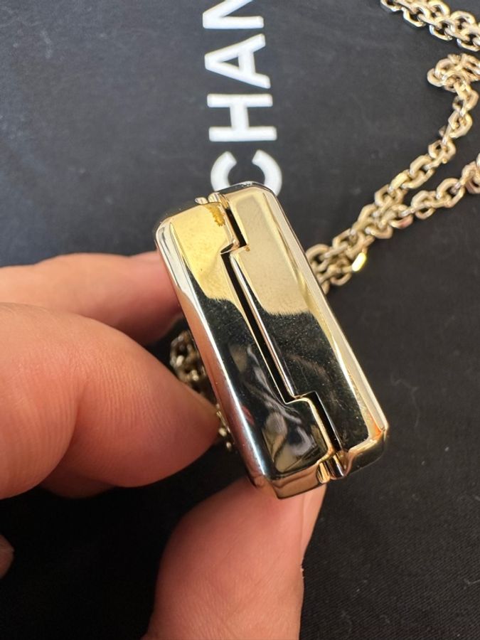 Chanel 香奈兒 22S淡金色香水瓶造型盒子項鏈，單品，無附件-5