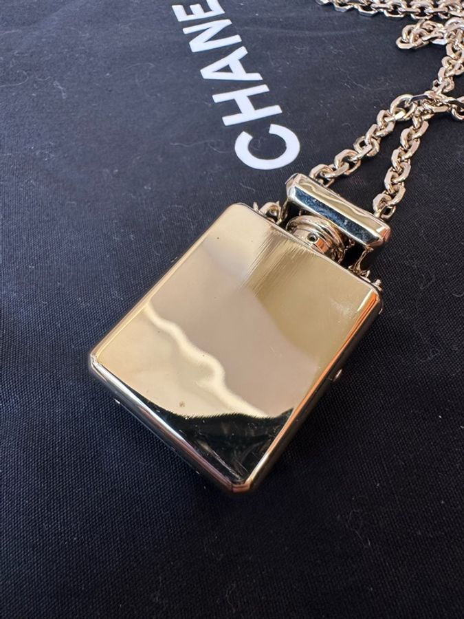 Chanel 香奈兒 22S淡金色香水瓶造型盒子項鏈，單品，無附件-11