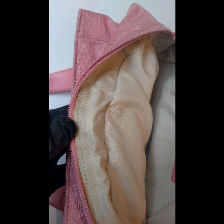 Chanel粉色緹花布新旅行系列雙把手提包-49