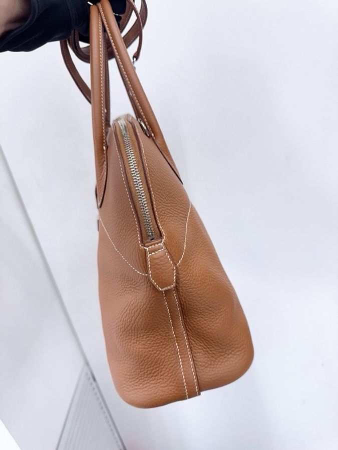 Hermes 愛馬仕 bolide35 金棕銀扣 TC皮 o刻 塵袋肩帶鎖鑰匙-4