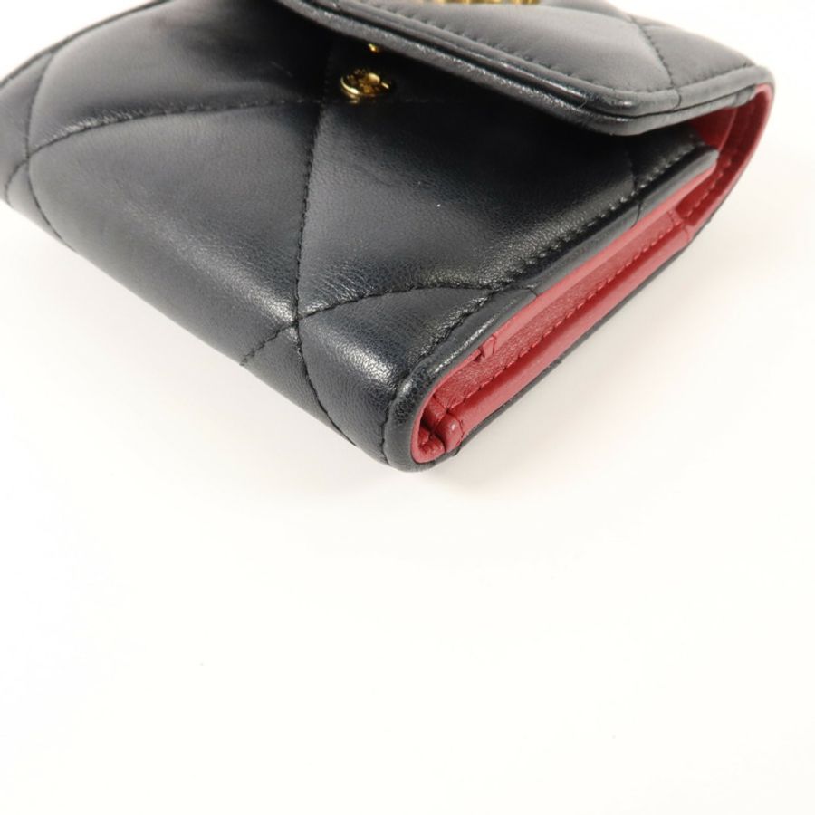 CHANEL 羊皮皮革Chanel 19 Small Wallet金扣錢包-10
