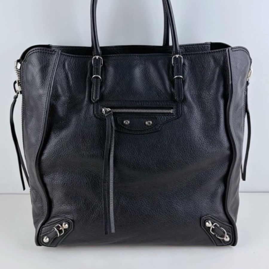 Balenciaga 巴黎世家經典 Papier 黑銀機車托特包🍧-10