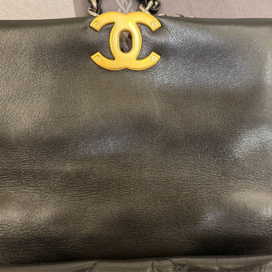 超級大全配 購證 保卡 發票 收據 盒子 防塵袋 完整 chanel 黑金 19bag 小號 26*9*16-39