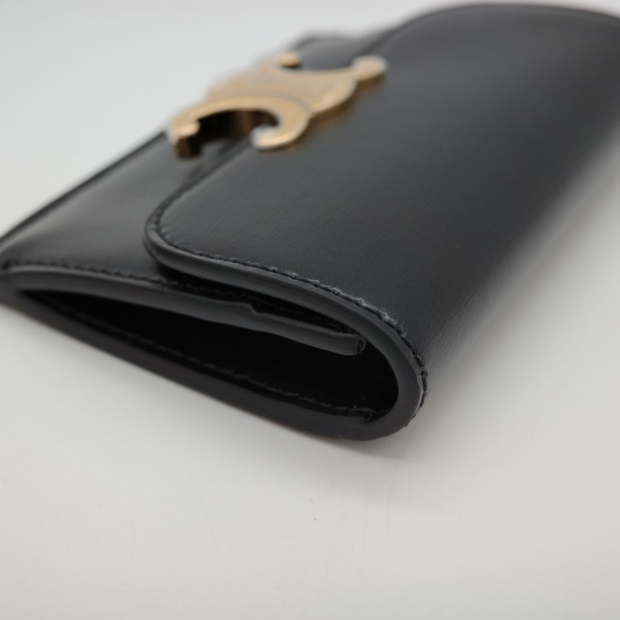 Celine 凱旋門金扣卡夾 零錢包|黑色 牛皮 | 3卡位+1零錢格-8