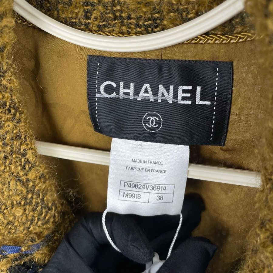 Chanel 14年超市系列姜黄色两口袋crop短外套-12