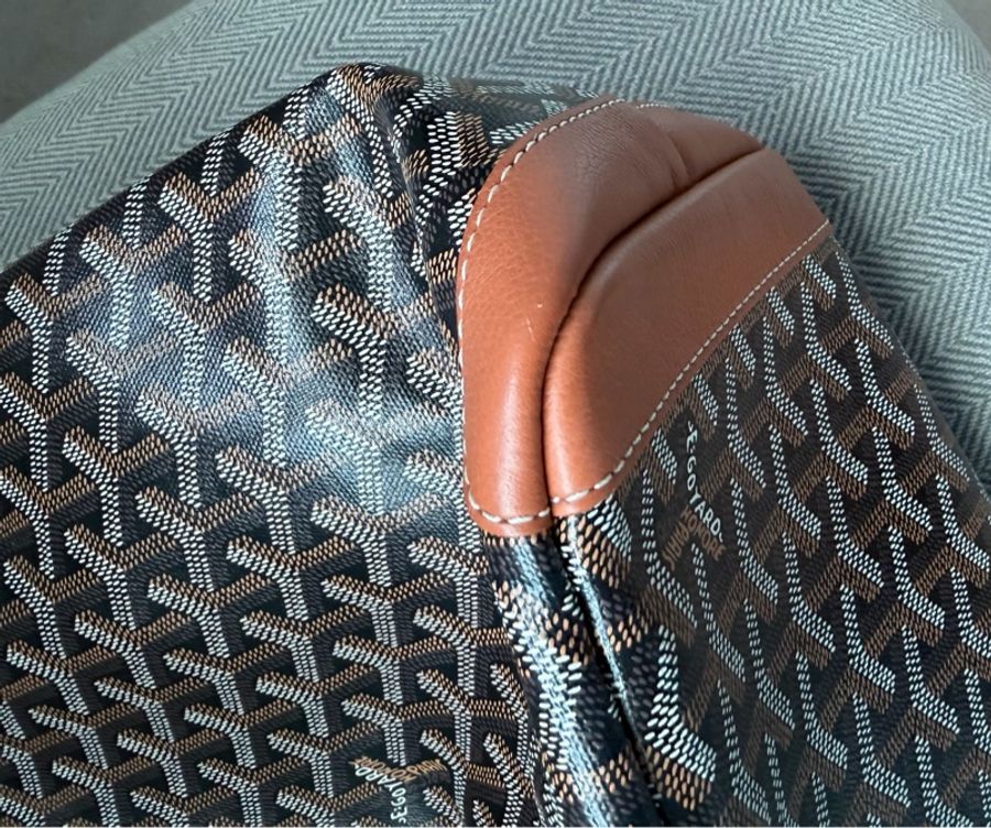 9成新 Goyard Artois MM tote bag 中款 拉鏈款 黑棕-18