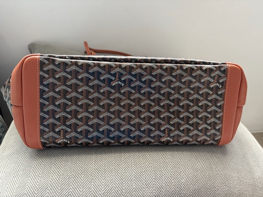 9成新 Goyard Artois MM tote bag 中款 拉鏈款 黑棕-45