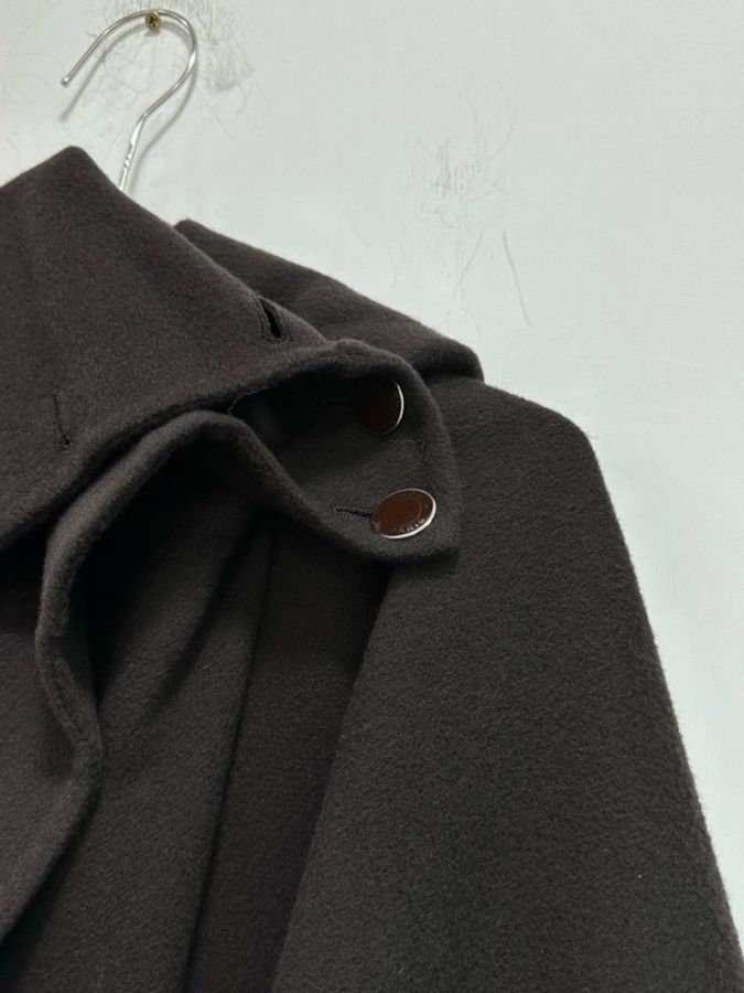 Hermes 棕色羊絨鬥篷大衣外套,尺碼TU均碼-2