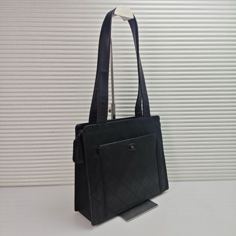 CHANEL香奈兒97A黑色菱格紋單肩包腋下包-2