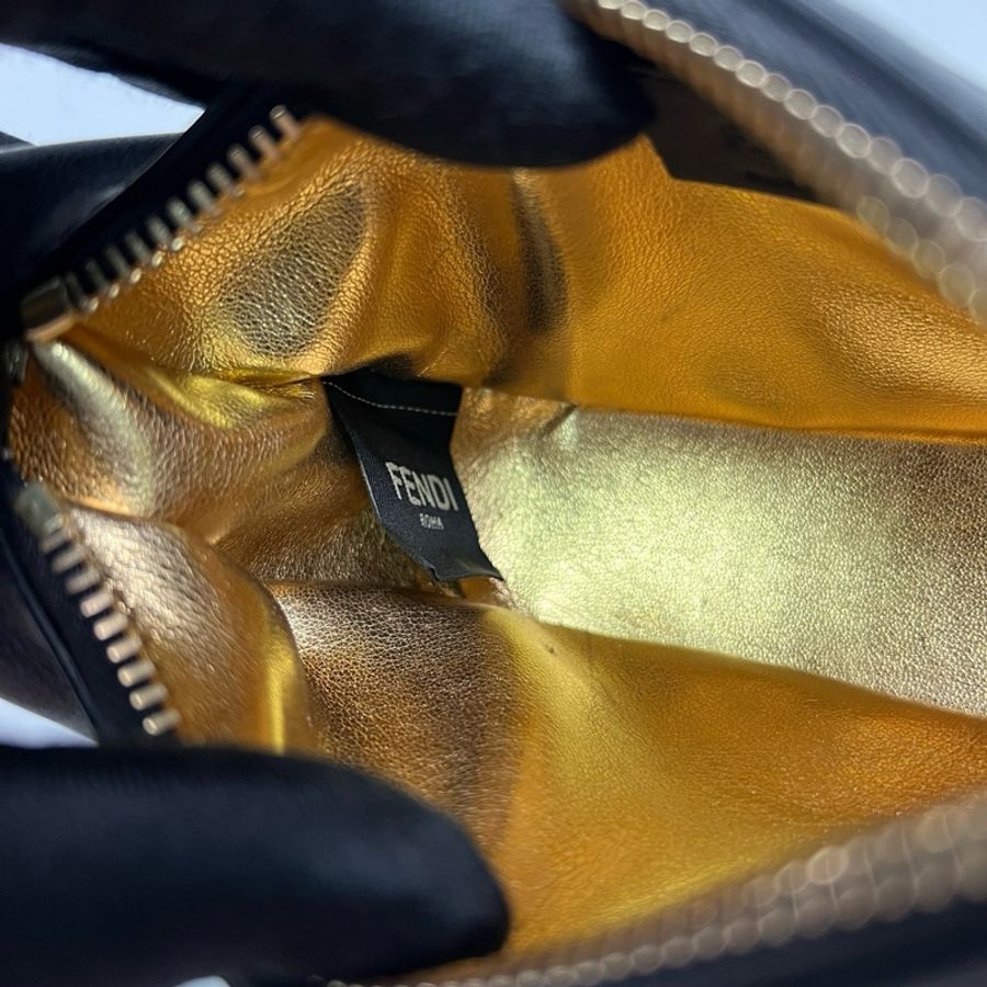 Fendi 芬迪 Graphy Nano 月牙包 黑金全皮-13