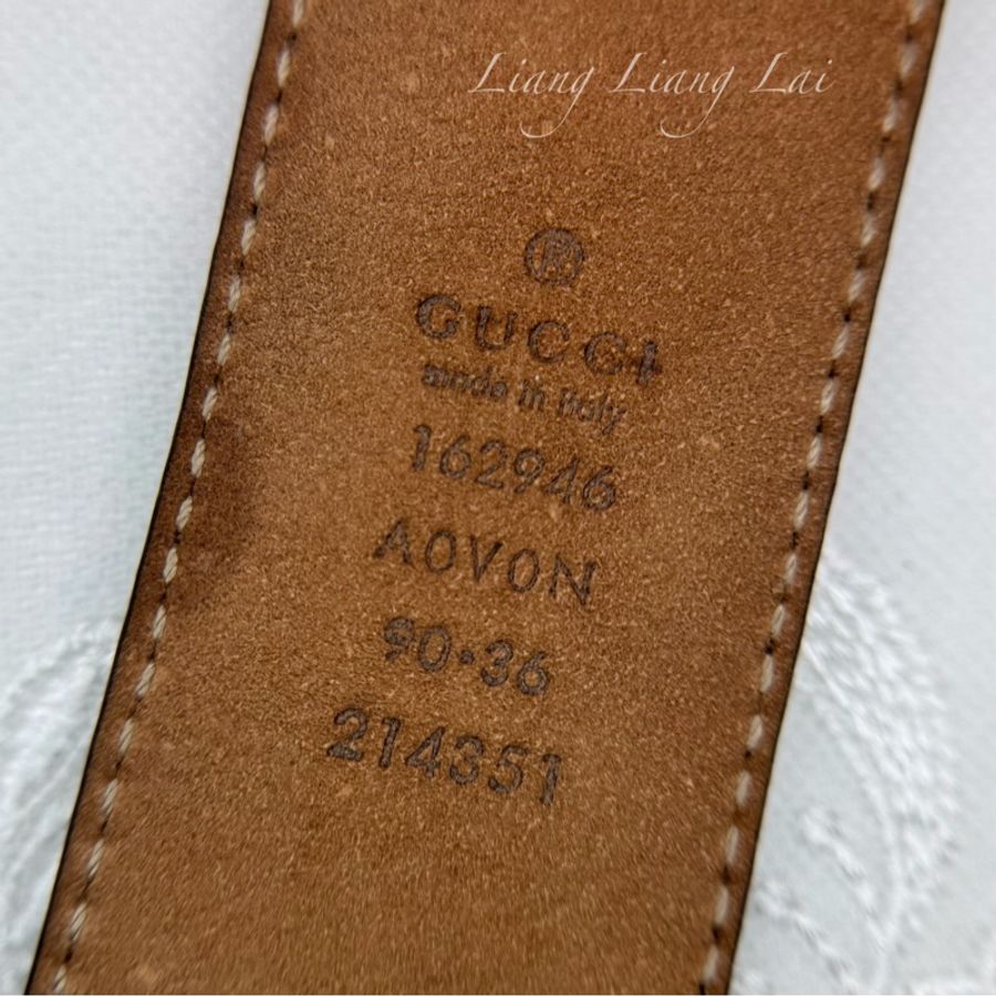 GUCCI 古馳 經典 Guccissima GG 壓紋銀扣深藍色皮帶| 腰帶-3