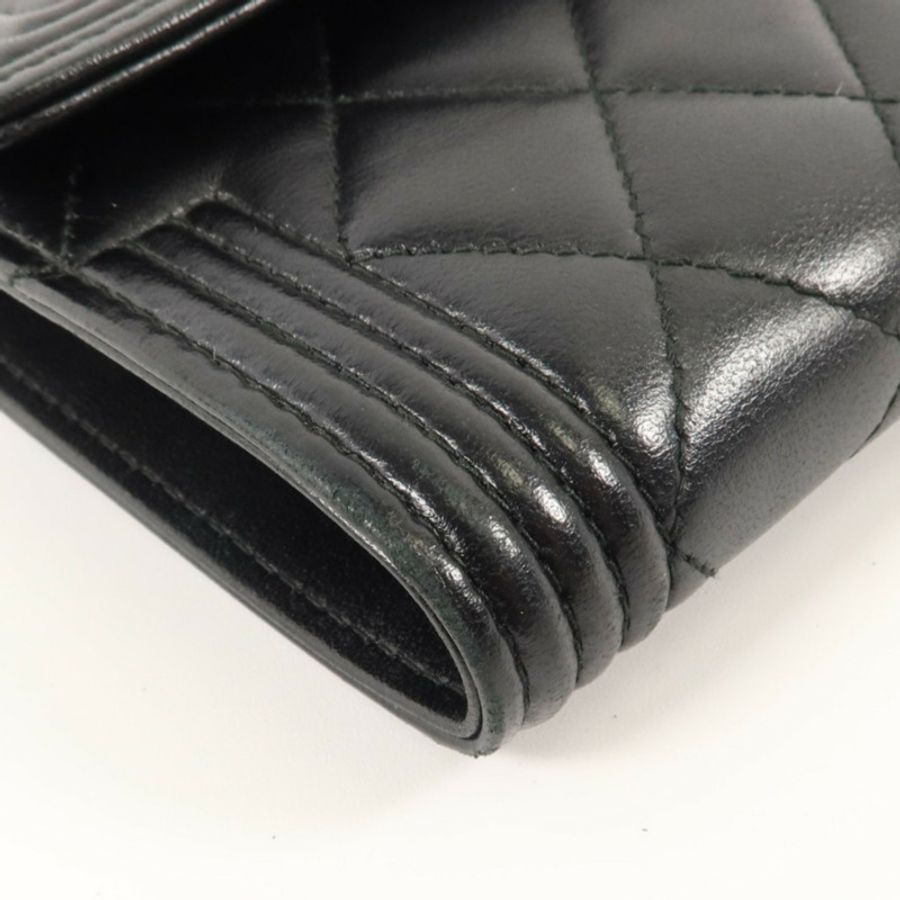 CHANEL 羊皮皮革Boy Chanel Flap Wallet錢包-11