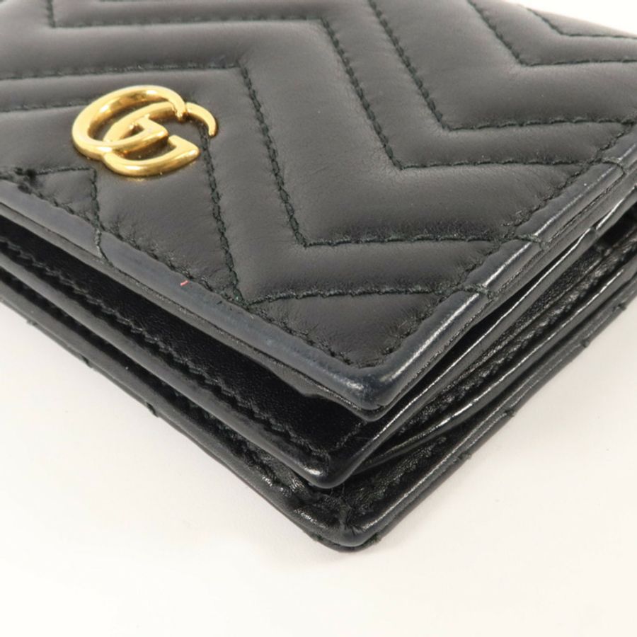 GUCCI 牛皮皮革GG Marmont Card Case Wallet金扣錢包-10