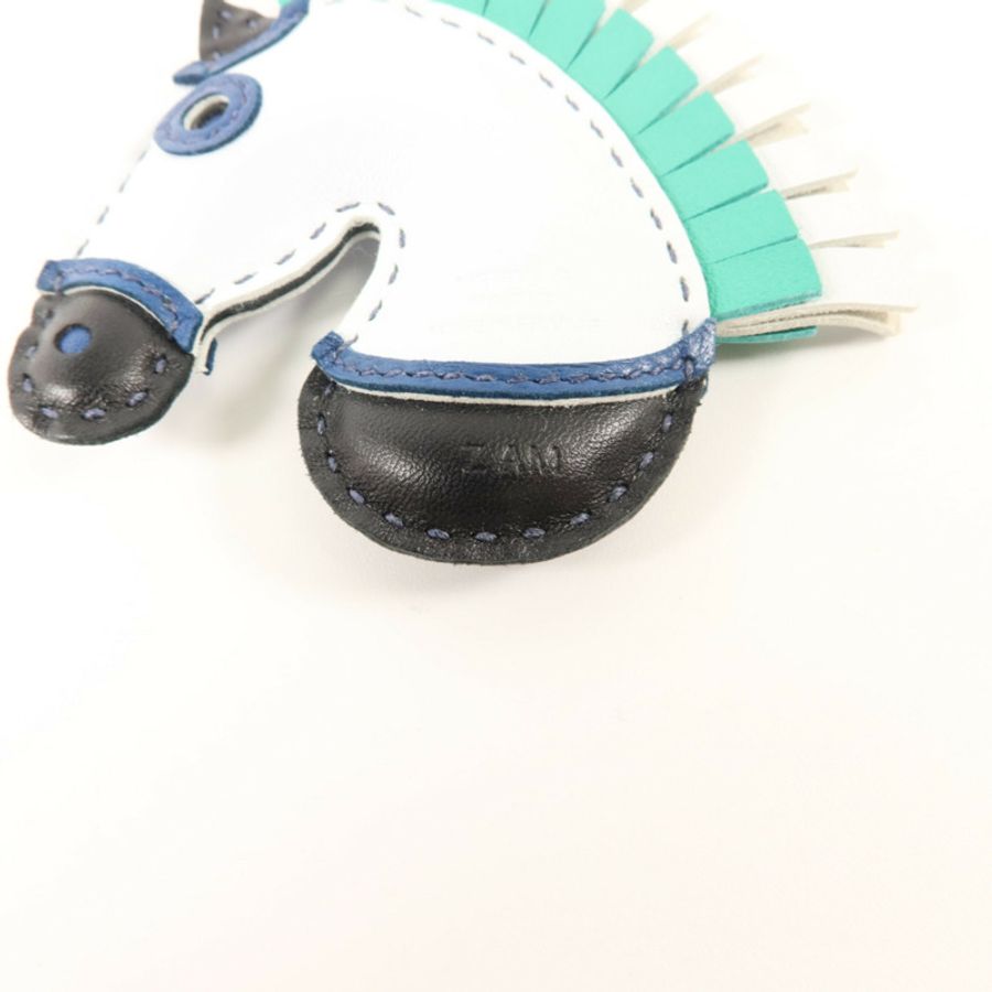 HERMES Milo皮革Geegee Camail掛飾Noir/Bleu de Malte/Menthe/Bleu Brume-6