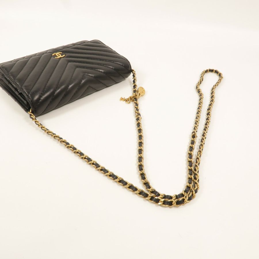 CHANEL 羊皮皮革Wallet On Chain鏈帶肩背袋-7