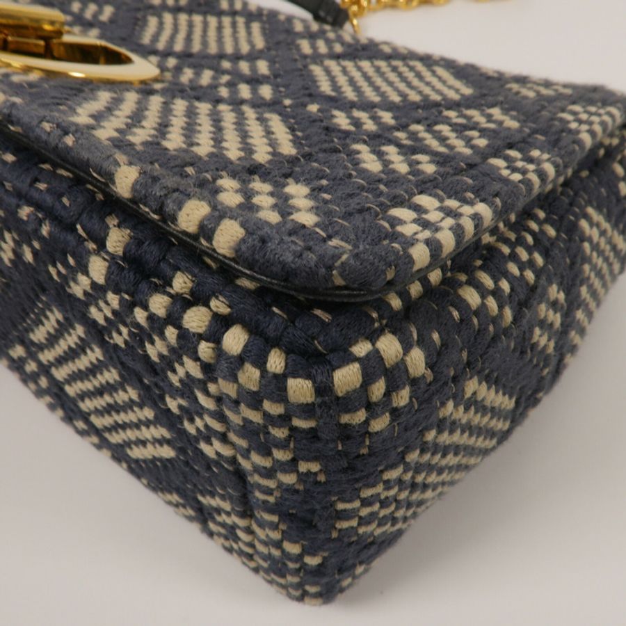 Dior Tweed/牛皮皮革Caro Medium鏈帶肩背袋-11