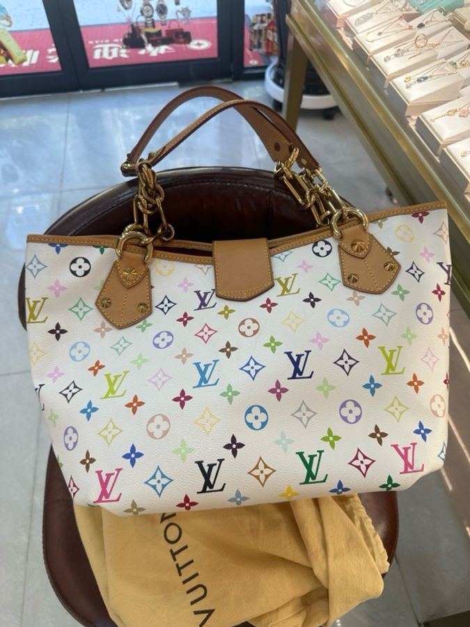 LV 村上隆限定 白三彩蝴蝶結手提托特包 品相好 很新-1