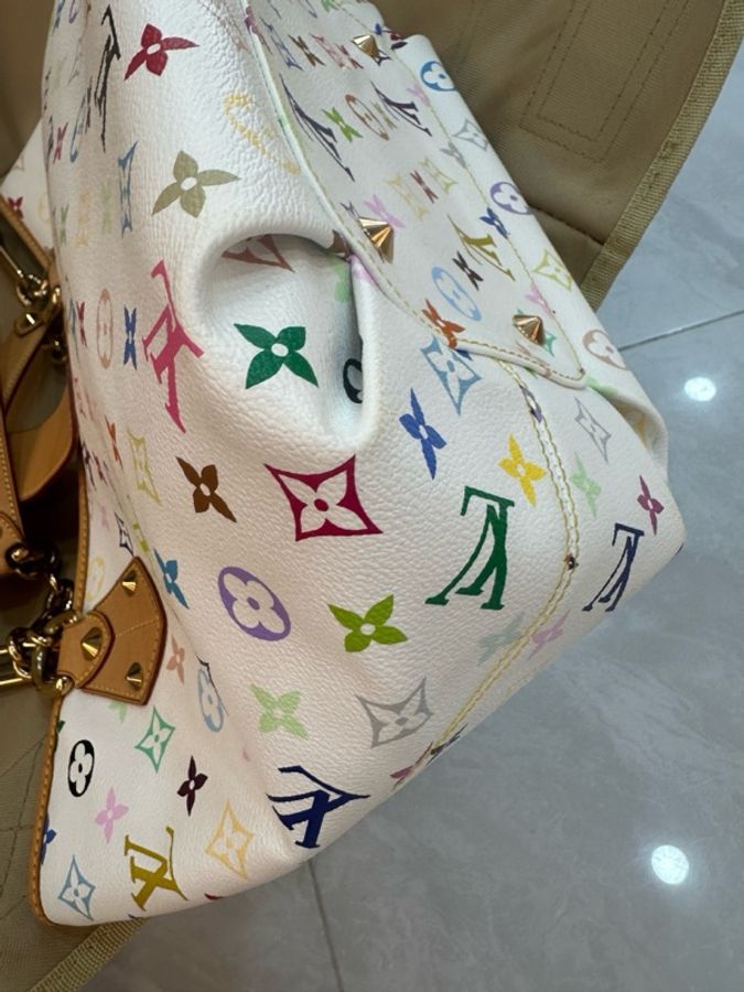 LV 村上隆限定 白三彩蝴蝶結手提托特包 品相好 很新-3