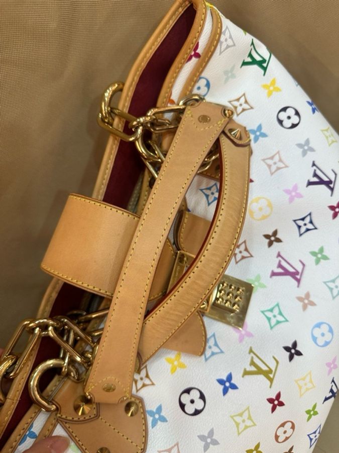 LV 村上隆限定 白三彩蝴蝶結手提托特包 品相好 很新-7