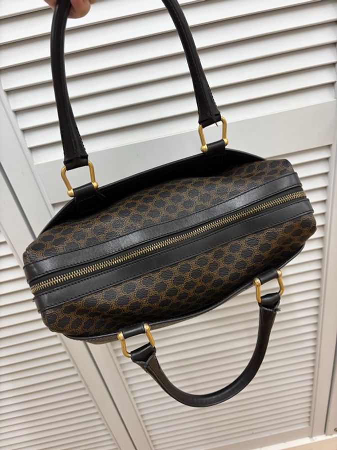 Celine 黑花波士頓 中古 Vintage Macadam-10