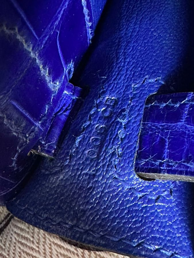 Hermès Kelly Cut Crocodile Niloticus Lisse 7T Bleu Électrique with GHW T Stamp-27