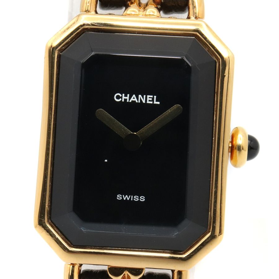 香奈兒 (Chanel) CHANEL Première S 女士腕錶,鍍金 (GP),皮革錶帶,黑色,H0001-2