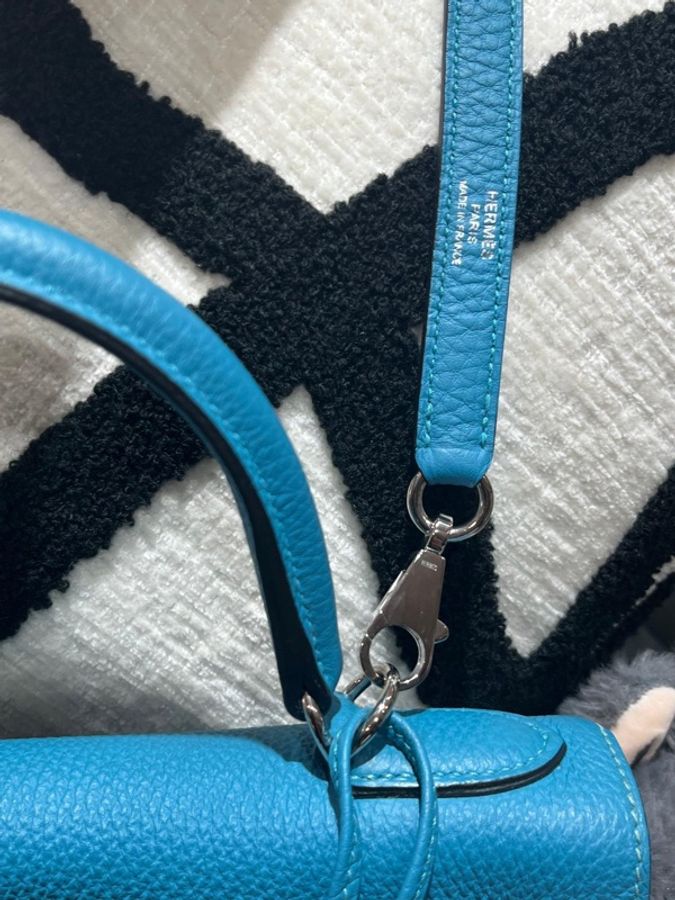 Hermes Kelly 28 STAMP [ R ] 松石藍色銀扣-5