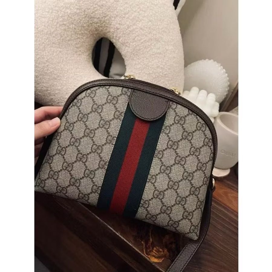 GUCCI貝殼包 半月包 經典老花logo 金釦 肩背包 背帶可調整 gucci貝殼包 店長賠售現貨 正品真品-7