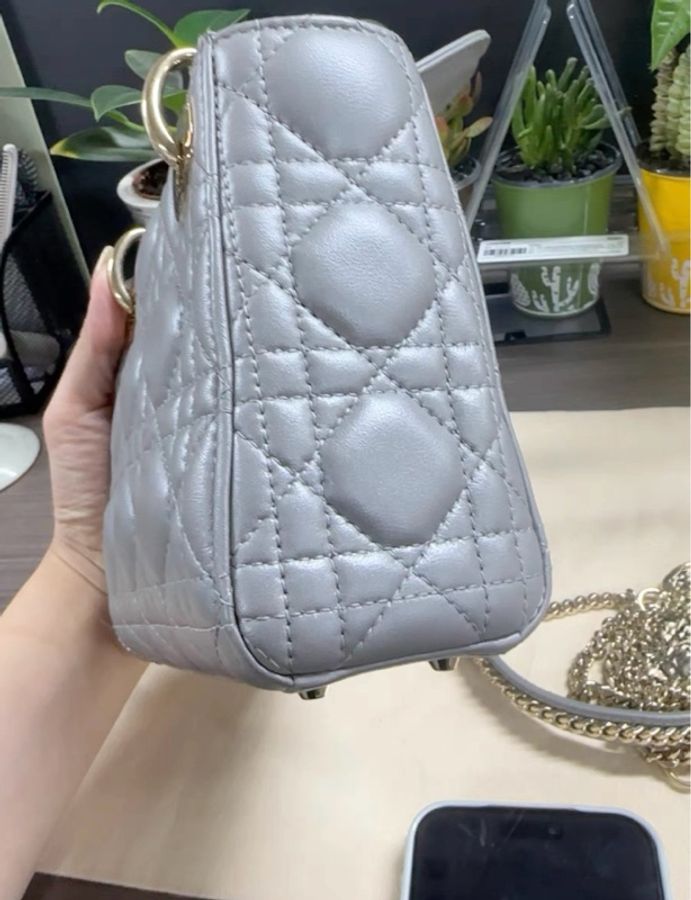 Dior 珠光銀戴妃包 三格-5