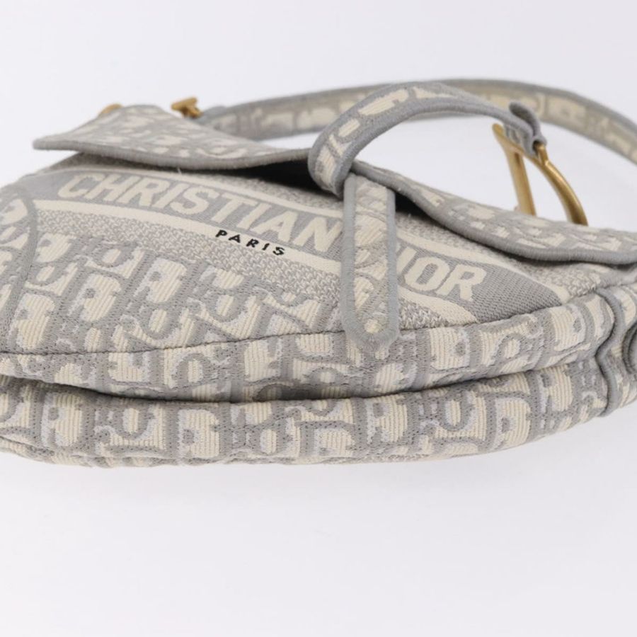 【日本直送】Christian Dior Trotter帆布馬鞍斜背包 灰色金 正品 199836SM-15