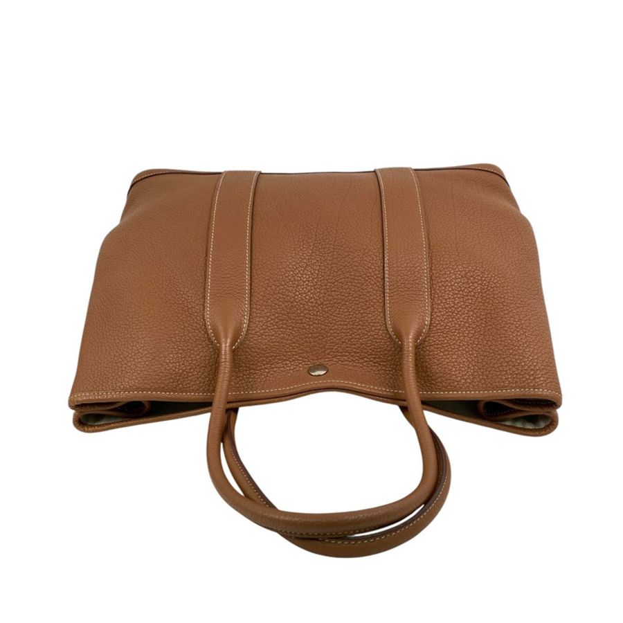 △ HERMES 愛馬仕 Gold Negonda Calfskin Palladium Plated Metal Garden Party 36 Stamp D Handbag 金棕色粒紋小牛皮鍍鈀金屬D刻手挽袋-267017544-11