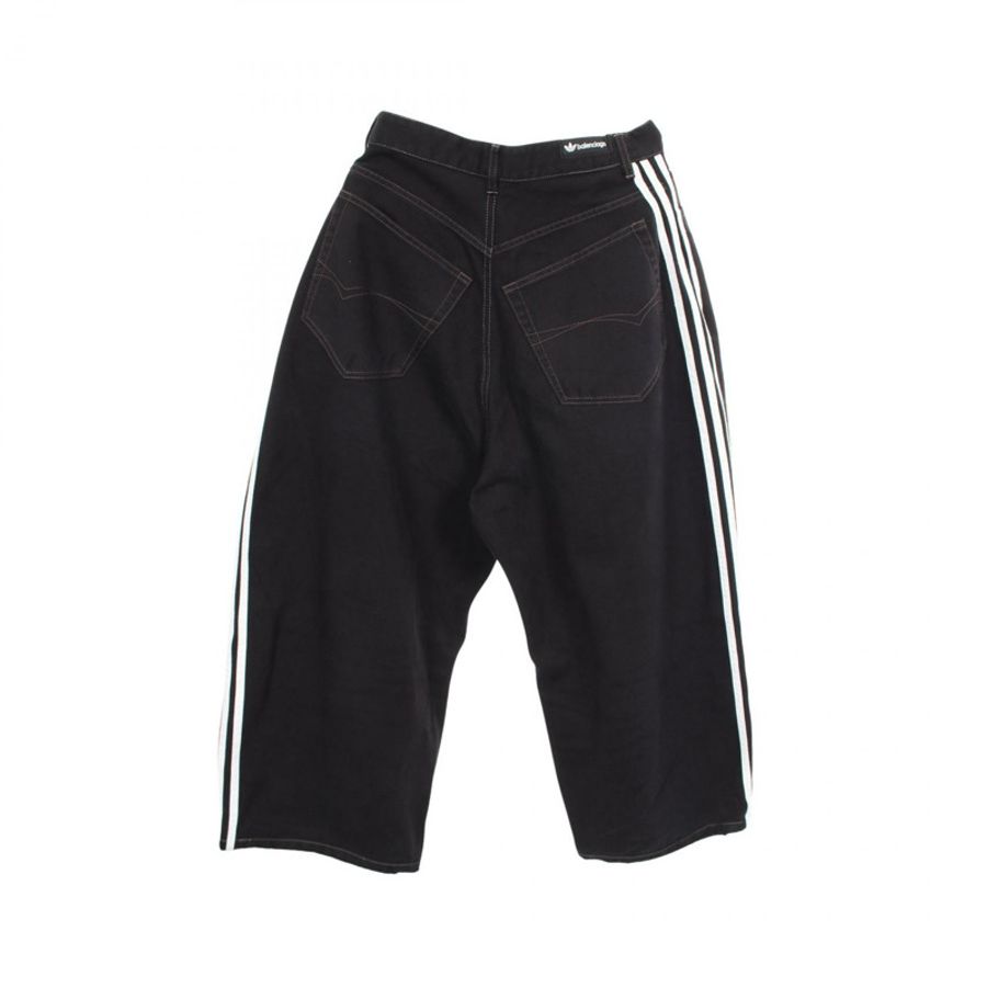 BALENCIAGA adidas 寬鬆牛仔褲側條紋牛仔褲 #XL 724778 棉黑色-1