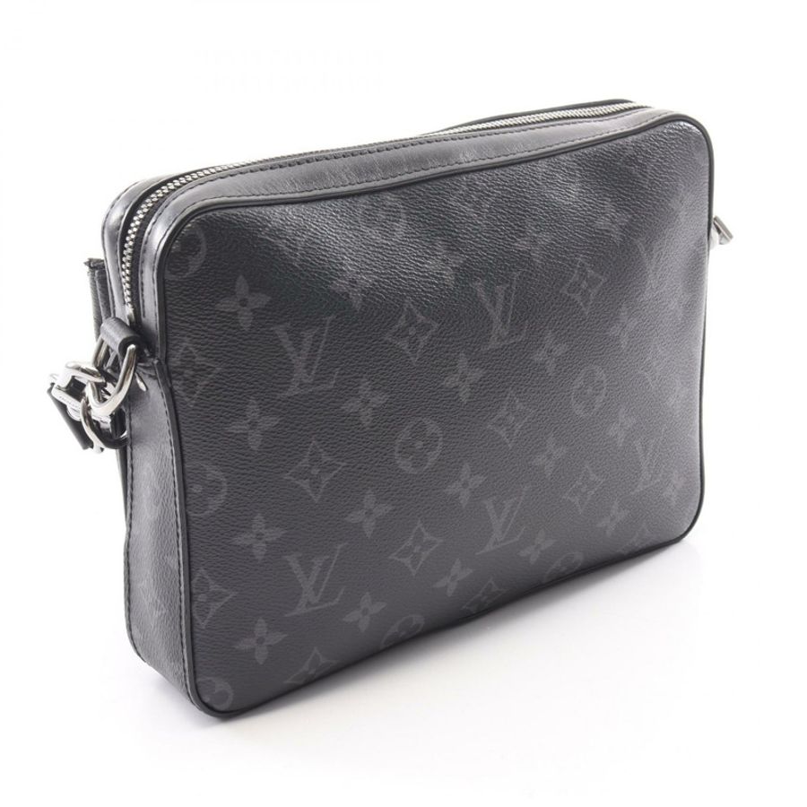 路易威登 Trio Messenger Monogram Eclipse 單肩包 M69443 PVC 塗層帆布皮革 黑色 灰色 二手-1