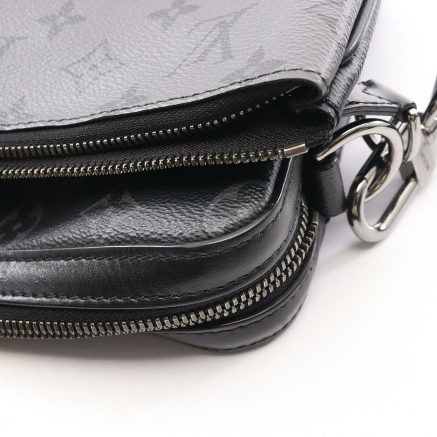 路易威登 Trio Messenger Monogram Eclipse 單肩包 M69443 PVC 塗層帆布皮革 黑色 灰色 二手-6
