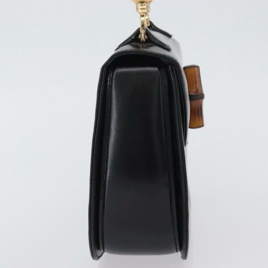 【日本直送】GUCCI 竹節手提包 皮革 黑色 金色 000 1781 0633 正品 173021-3