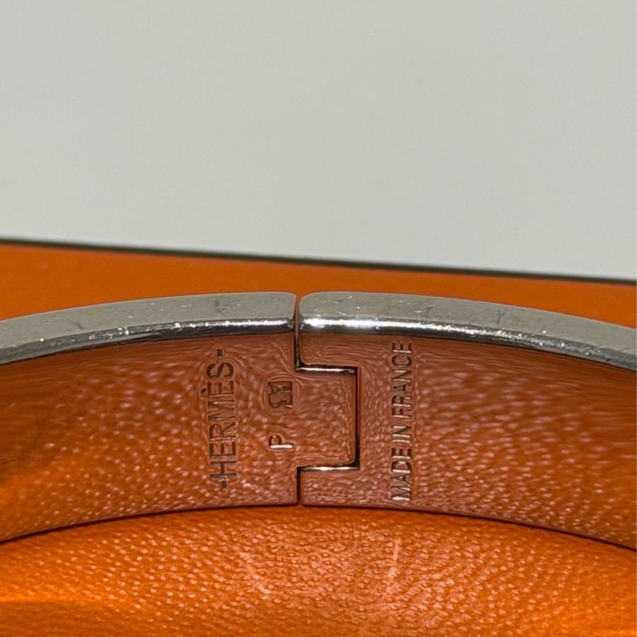 Hermès 愛馬仕經典的黑色琺瑯銀扣 Clic H 手環 P碼-8