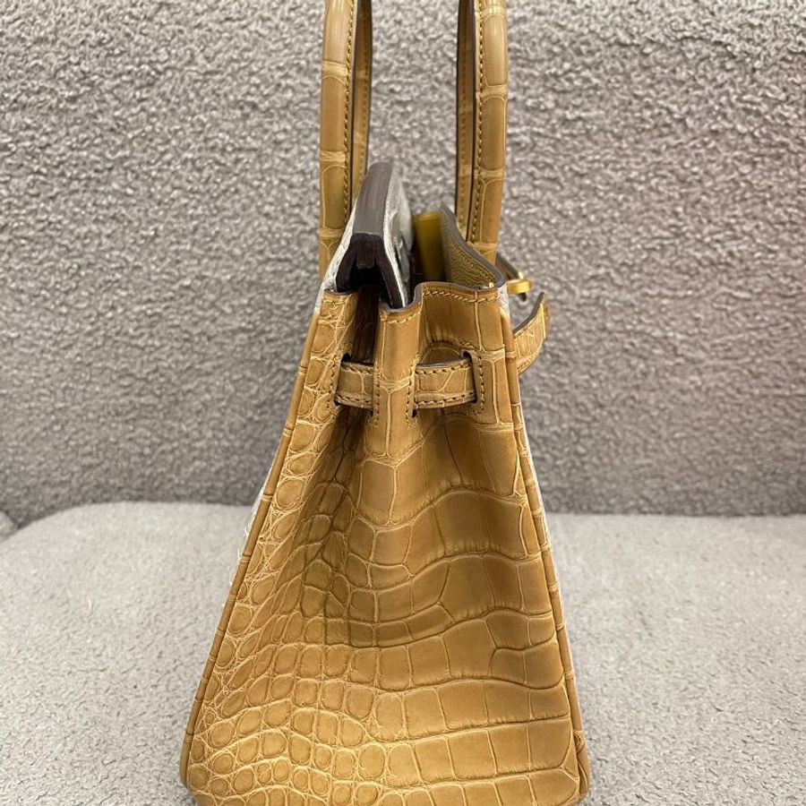愛馬仕 Hermès Birkin 25 珍珠灰拼2H牛皮紙 方塊鱷魚 磨砂金扣 全新 B刻-3