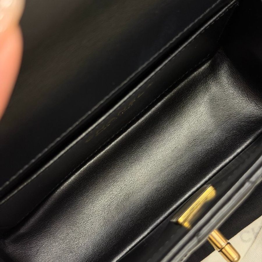 Chanel香奈兒 24C牛皮 黑金雙金珠19鏈條可調節 單肩包斜挎包 芯片款-8