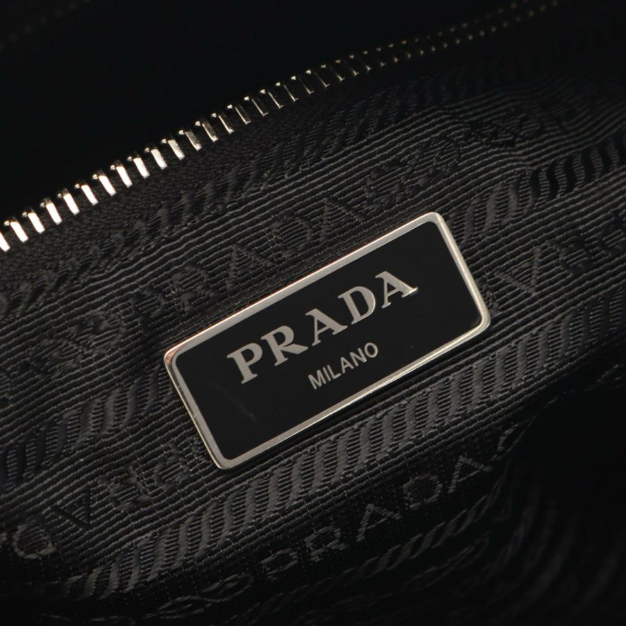 PRADA TESSUTO IMPUNTU 鏈條單肩包,尼龍 Saffiano 皮革,黑色,二手女款-3