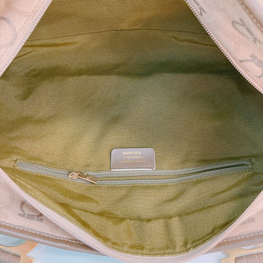 MS0843 Salvatore Ferragamo 菲拉格慕帆布兩用包包 Gancini Shoulder Bag Canvas Beige x GHW-21